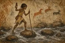 Nia begins carefully, testing each stone with her walking stick and keeping the herbs dry.