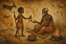 Nia gives the healing herbs to her grandfather. She was afraid, but she kept going carefully.